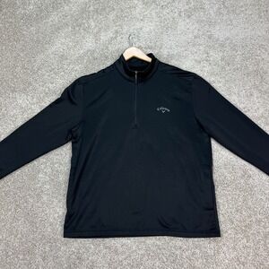 Callaway Mens Large Black Quarter Zip Pullover Golf Performance Fleece Jacket
